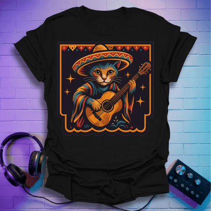 Mariachi Folk Art Cat Guitarist T-Shirt