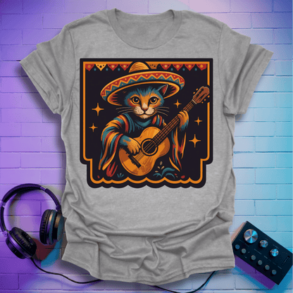 Mariachi Folk Art Cat Guitarist T-Shirt