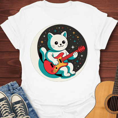 Kawaii Space Cat Guitarist T-Shirt