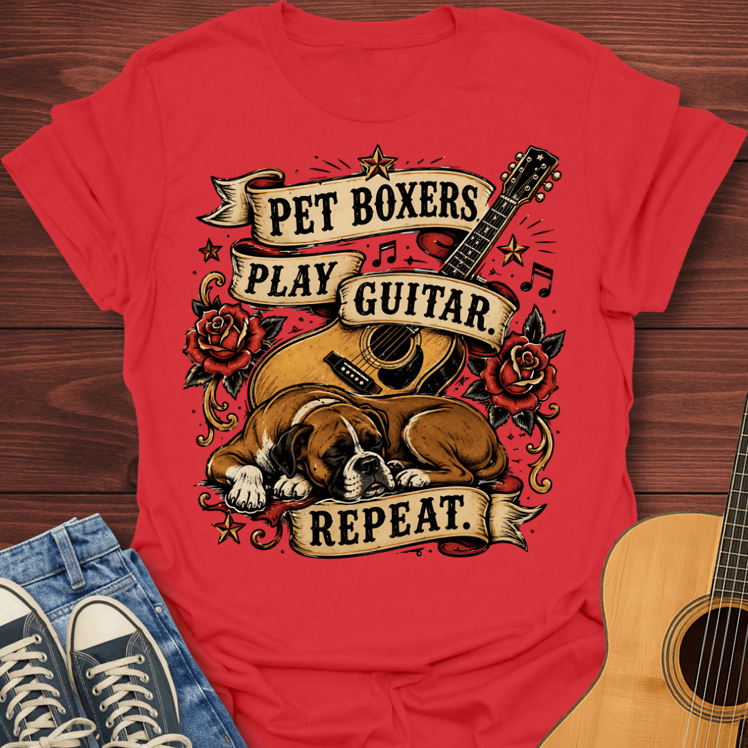 Pet Boxers Play Guitar Repeat T-Shirt