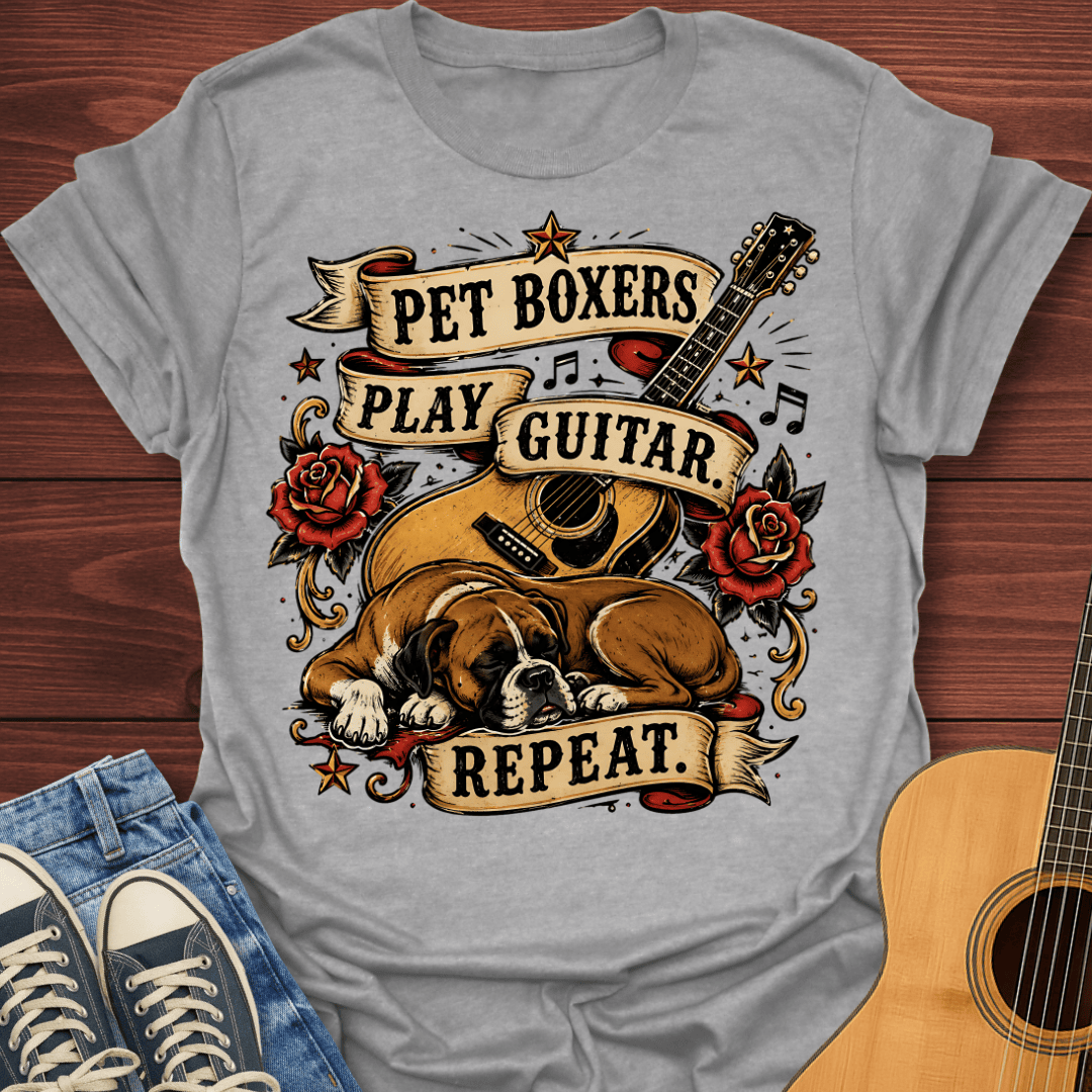 Pet Boxers Play Guitar Repeat T-Shirt