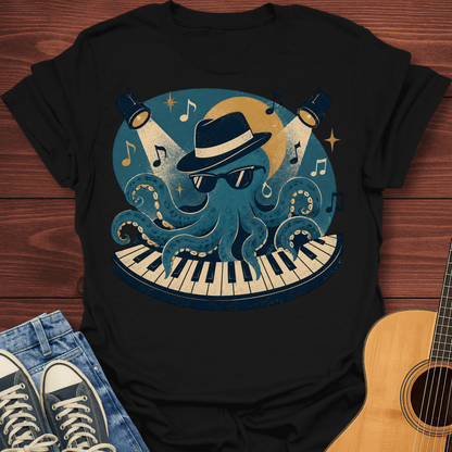 Piano Playing Octopus T-Shirt
