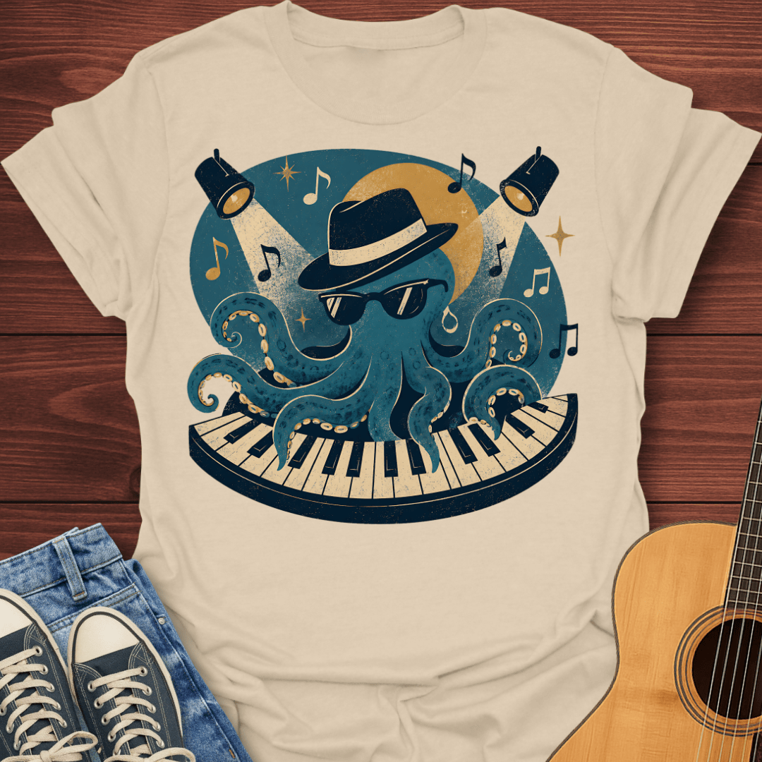 Piano Playing Octopus T-Shirt