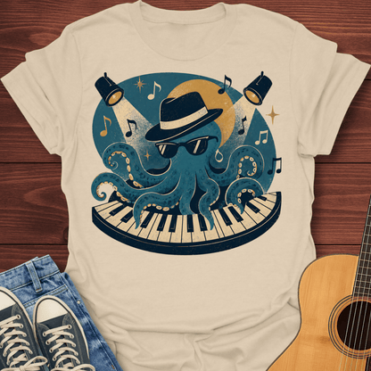 Piano Playing Octopus T-Shirt