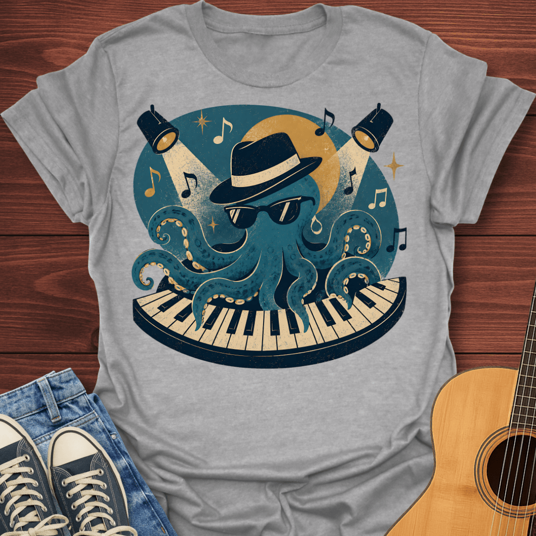 Piano Playing Octopus T-Shirt