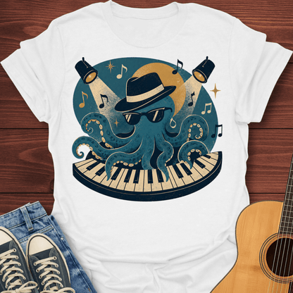 Piano Playing Octopus T-Shirt