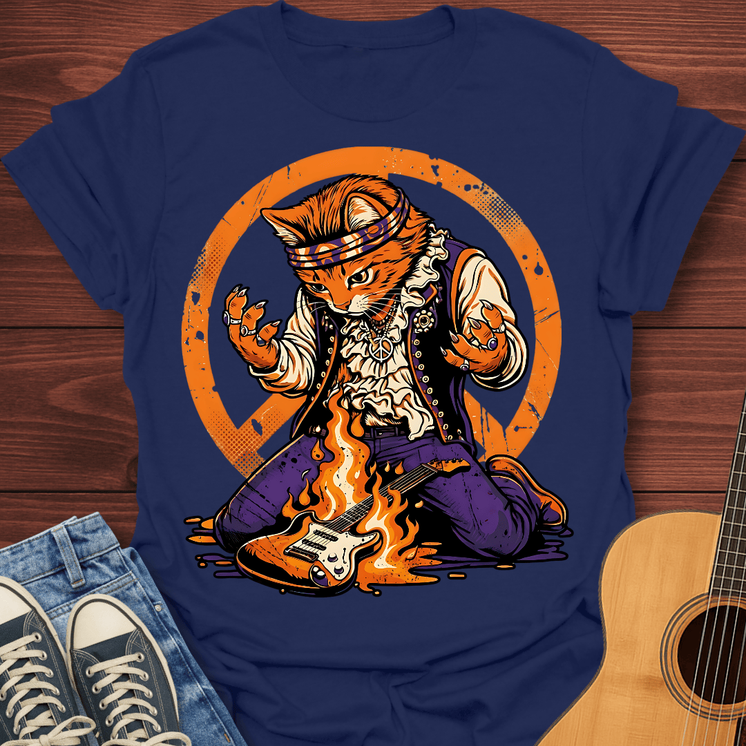 Psychedelic Guitar Cat T-Shirt