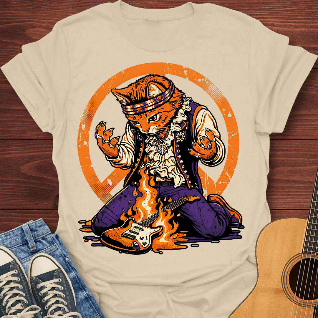 Psychedelic Guitar Cat T-Shirt