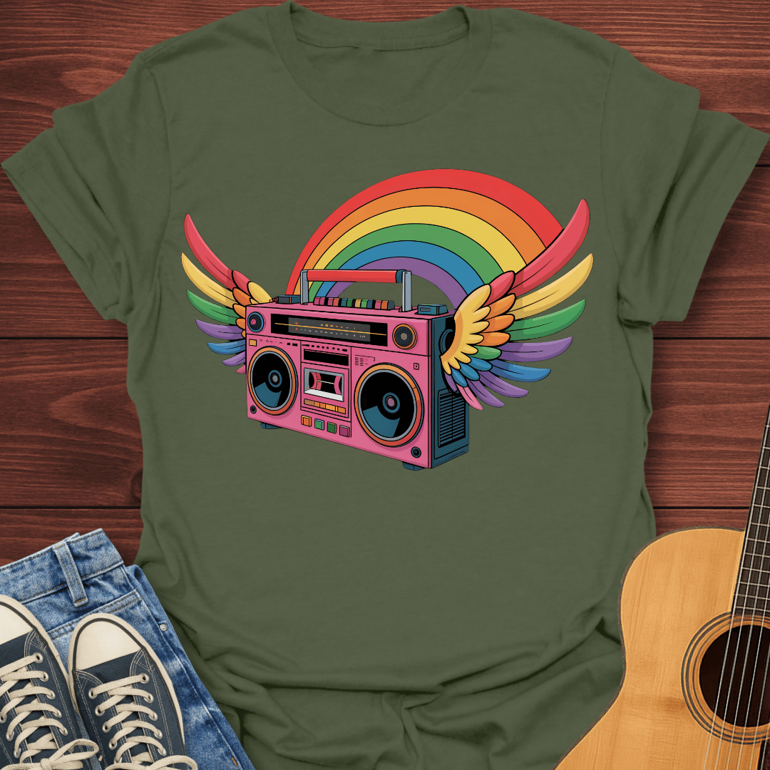 Rainbow Retro Boombox T-Shirt