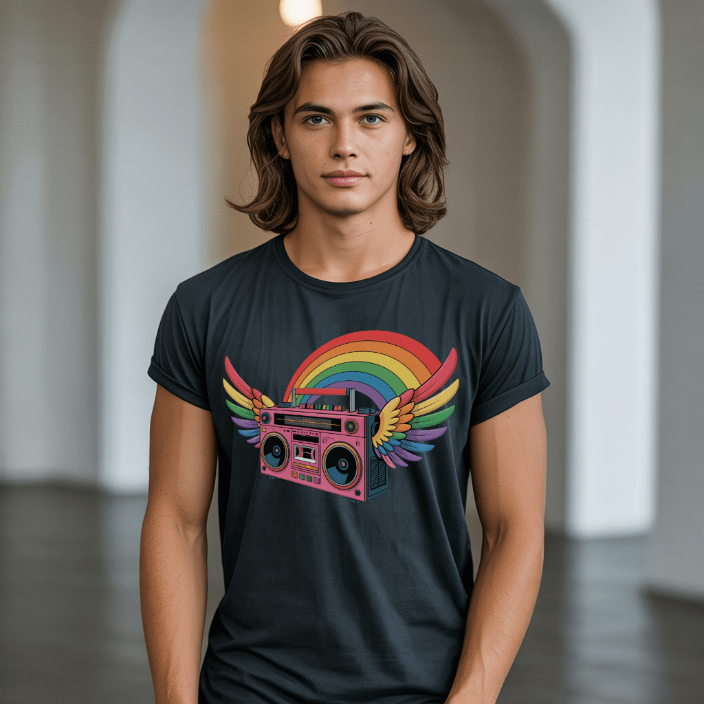 Rainbow Retro Boombox T-Shirt