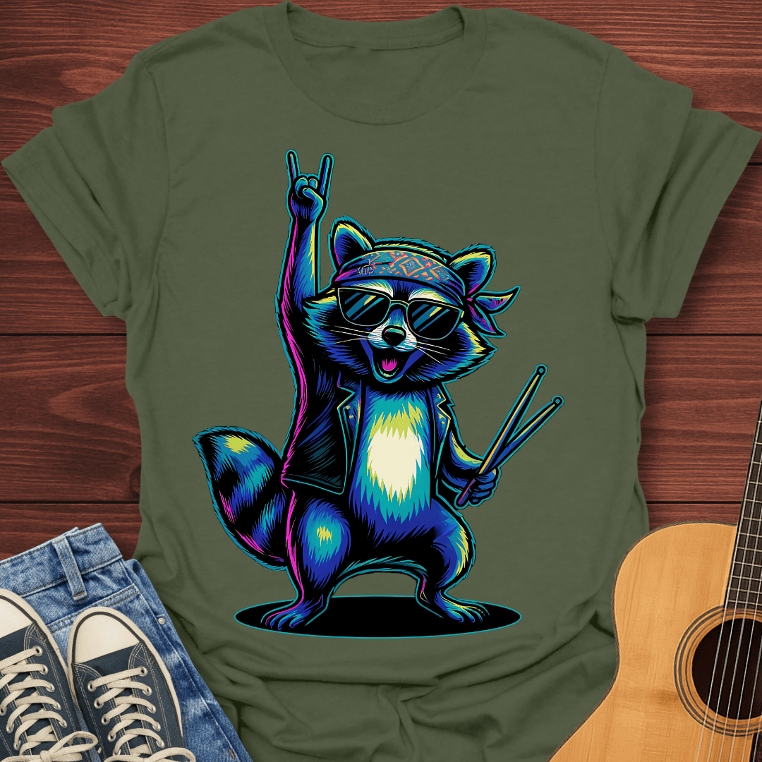 Rock On Raccoon  T-Shirt