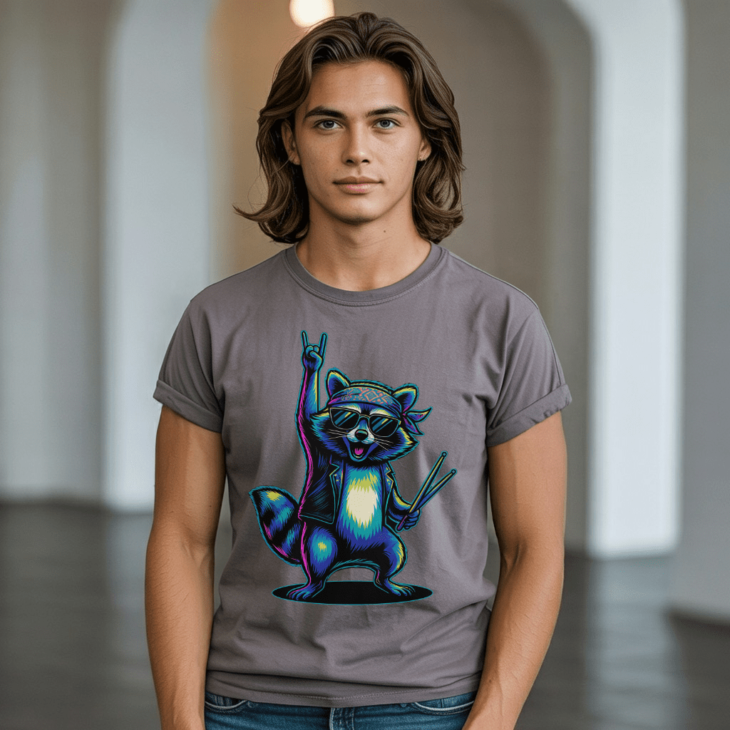 Raccoon Rock On T-shirt