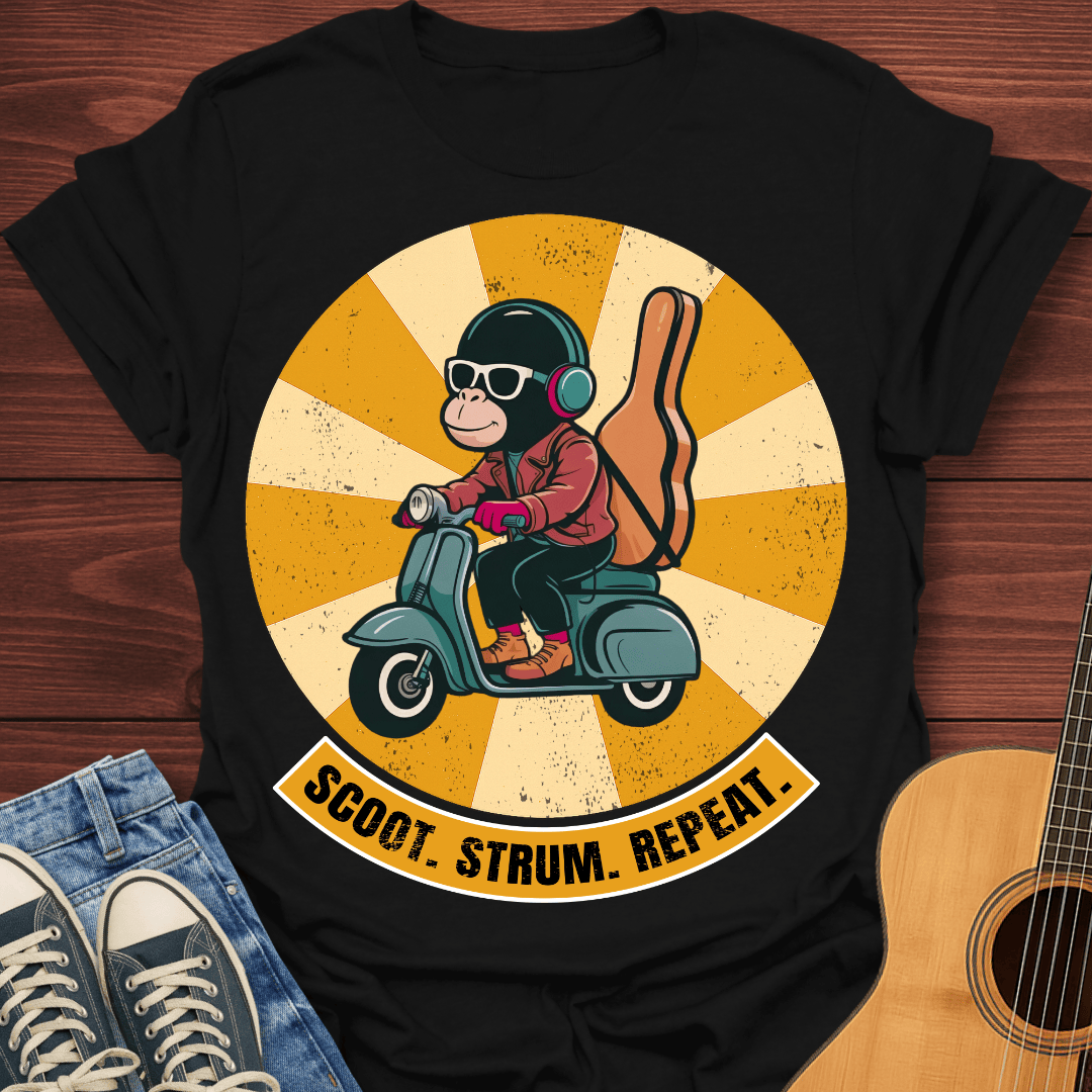 Scoot Strum Repeat Retro T-Shirt