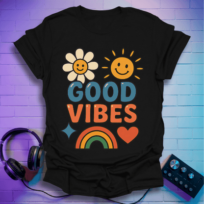 Good Vibes Flower Power Retro T-Shirt