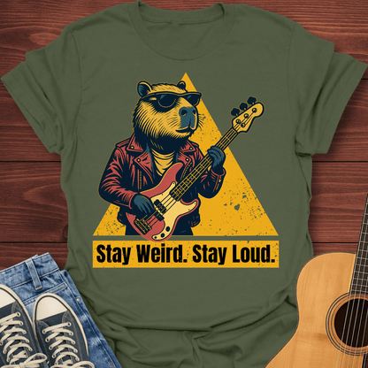 Stay Weird Bass Capybara T-Shirt