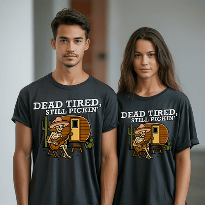 Skeleton Dead Tired Guitarist T-Shirt